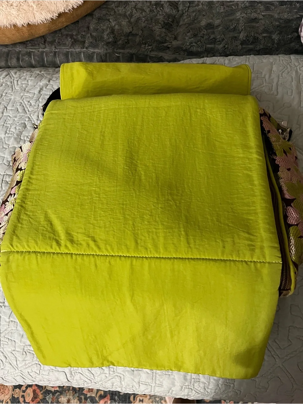 Petunia Pickle Bottom Floral Jacquard Baby Bag in Brown, Pink & Lime